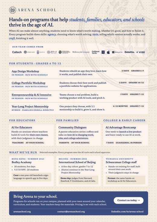 Preview of the Arena School one-pager